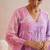 Lavender pink ombre embroidered mul chanderi dress