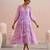 Lavender pink ombre embroidered mul chanderi dress