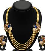 Gleaming Peacock Four Strings Gold Plated Necklace Set