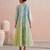 Blue green ombre embroidered mul chanderi dress