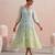 Blue green ombre embroidered mul chanderi dress