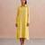 Yellow embroidered mul chanderi dress