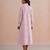 Pastel pink embroidered mul chanderi dress