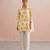 Off White Yellow embroidered mul chanderi co ord set