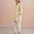 Off White lime green embroidered mul chanderi co ord set