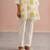 Off White lime green embroidered mul chanderi co ord set