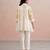 Off White lime green embroidered mul chanderi co ord set