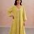 Lemon yellow embroidered mul chanderi co ord set