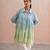 Blue green ombre mul chanderi co ord set