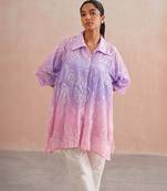 Pink purple ombre mul chanderi co ord set