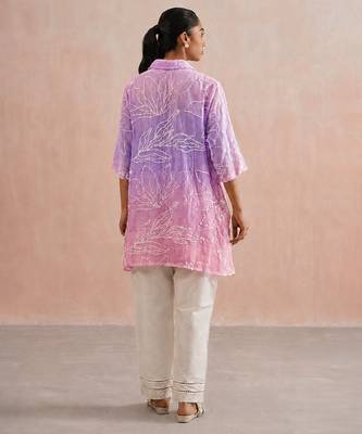 Pink purple ombre mul chanderi co ord set 4