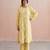 Yellow embroidered mul chanderi kurta set