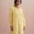 Yellow embroidered mul chanderi kurta set