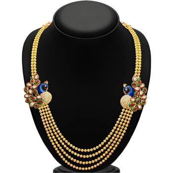 Gleaming Peacock Four Strings Gold Plated Necklace Set 3