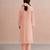 Pastel peach embroidered mul chanderi kurta set