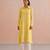 Yellow embroidered mul chanderi kurta set