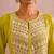 Lime green embroidered mul chanderi kurta set