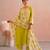 Lime green embroidered mul chanderi kurta set