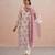 Off white pink embroidered mul chanderi kurta set