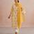 Off white yellow embroidered mul chanderi kurta set