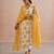 Off white yellow embroidered mul chanderi kurta set