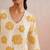 Off white yellow embroidered mul chanderi kurta set