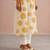 Off white yellow embroidered mul chanderi kurta and pant