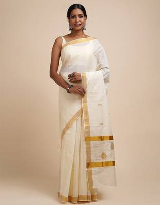 Zari cotton kasavu saree 1