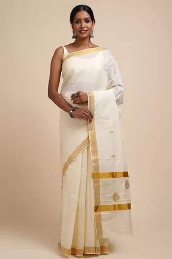 Zari cotton kasavu saree