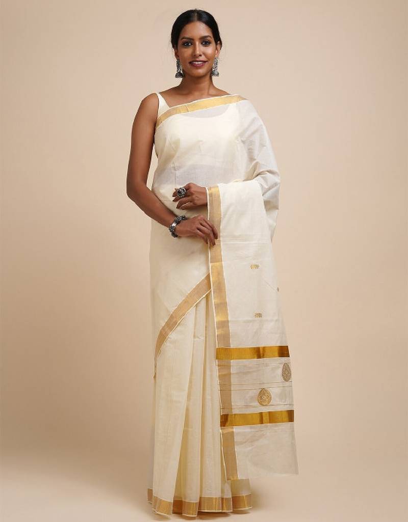 Zari cotton kasavu saree