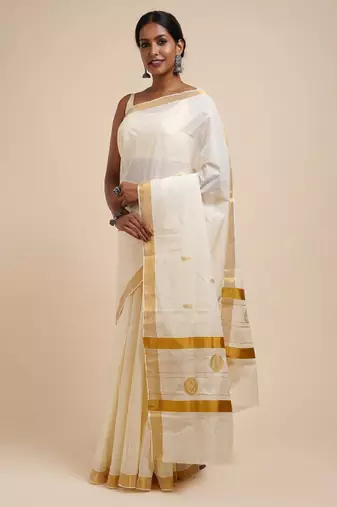 Zari cotton kasavu saree