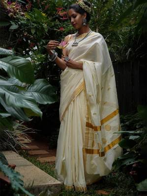 Zari cotton kasavu saree 4
