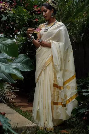 Zari cotton kasavu saree