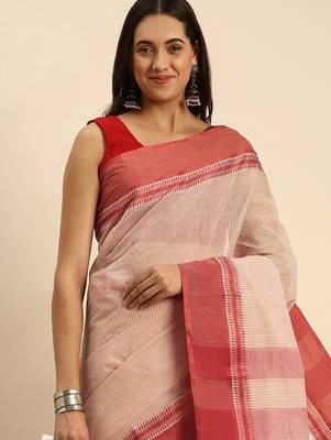 Woven design pure cotton bengal taant saree 1
