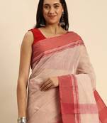 Woven design pure cotton bengal taant saree