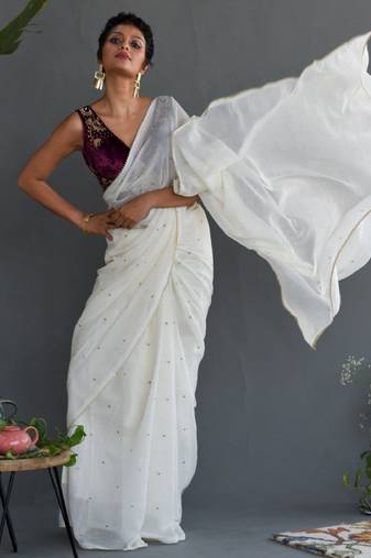 Embellished gotta patti pure cotton saree