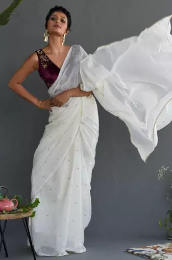 Embellished gotta patti pure cotton saree