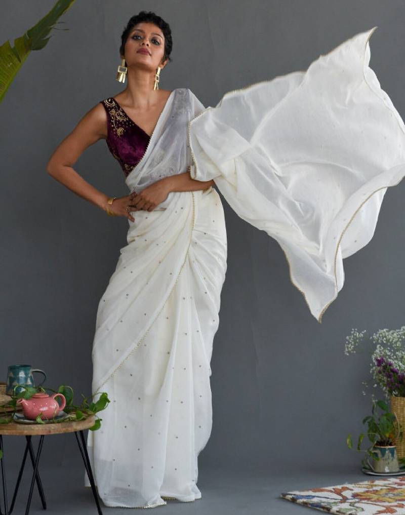 Embellished gotta patti pure cotton saree