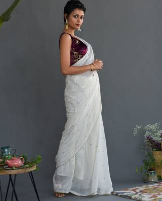 Embellished gotta patti pure cotton saree 2
