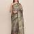 Floral motifs printed zari linen saree
