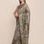 Floral motifs printed zari linen saree