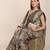 Floral motifs printed zari linen saree