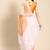 White & mustard yellow floral organza saree