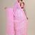 White & pink woven design silk cotton jamdani saree