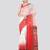 White & red cotton blend woven design handloom sustainable saree