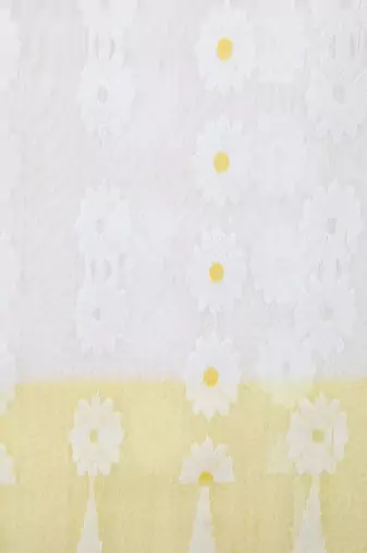 White & yellow floral silk cotton jamdani saree