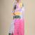 White & pink woven design silk cotton jamdani saree