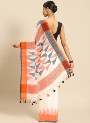 Handloom pure linen jamdani saree 2