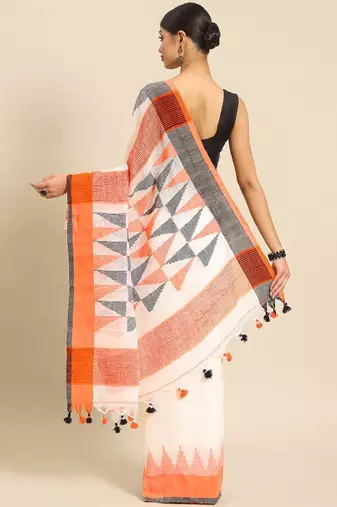 Handloom pure linen jamdani saree
