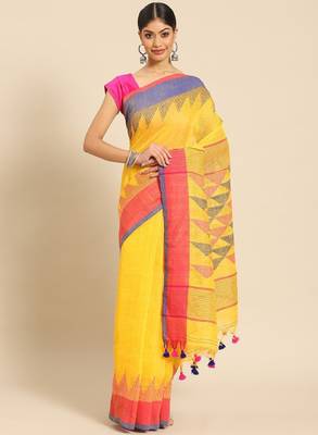 Handloom pure linen jamdani saree 1